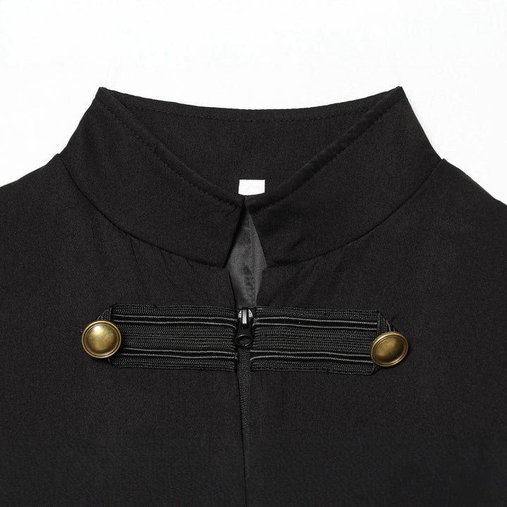 Women's Fitted Military Vest with Stand-Up Collar and Decorative Straps Mune Fashion