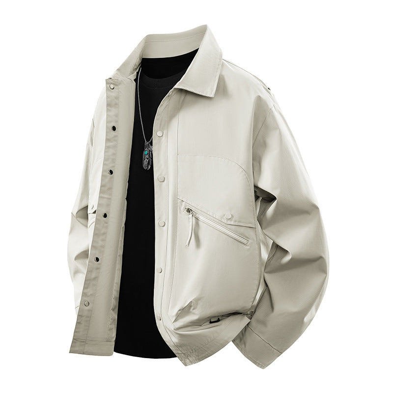 Men's overshirt coach jacket in urban utility style with snap button placket and angled zip pocket Mune Fashion