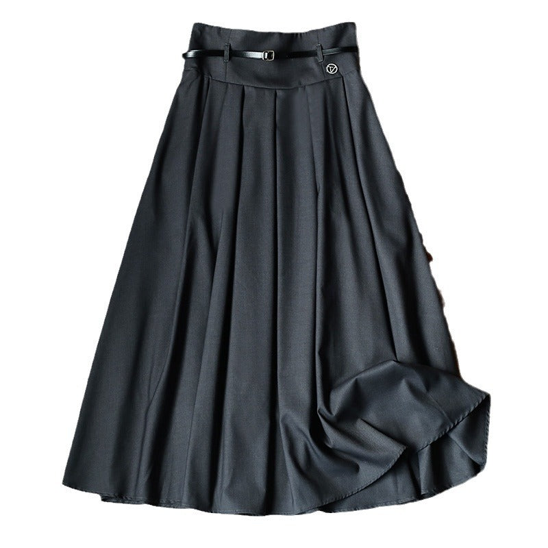 Ladies Elegant, Swinging Midi Skirt with Waist Belt Mune Fashion