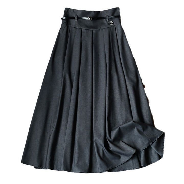 Ladies Elegant, Swinging Midi Skirt with Waist Belt Mune Fashion