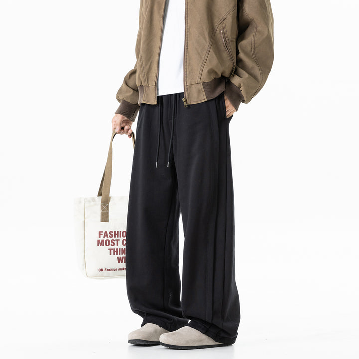 Herren Lässige Jersey-Hose mit Kordelzug, geradem Bein und dekorativen Steppnähten Mune Fashion
