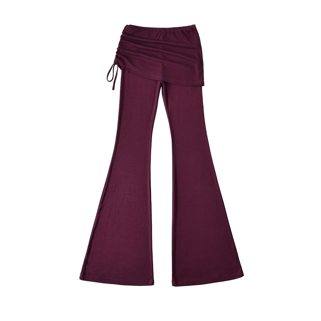 Women’s flared trousers with integrated mini skirt overlay and drawstring Mune Fashion