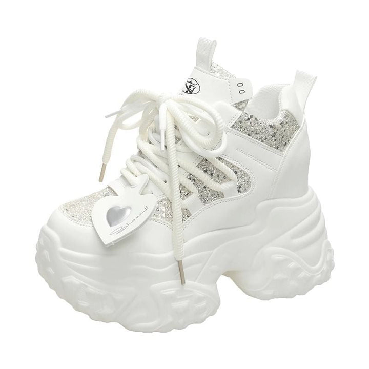 Women's High-Top Sneakers with Glittering Accents and Robust Profile Mune Fashion