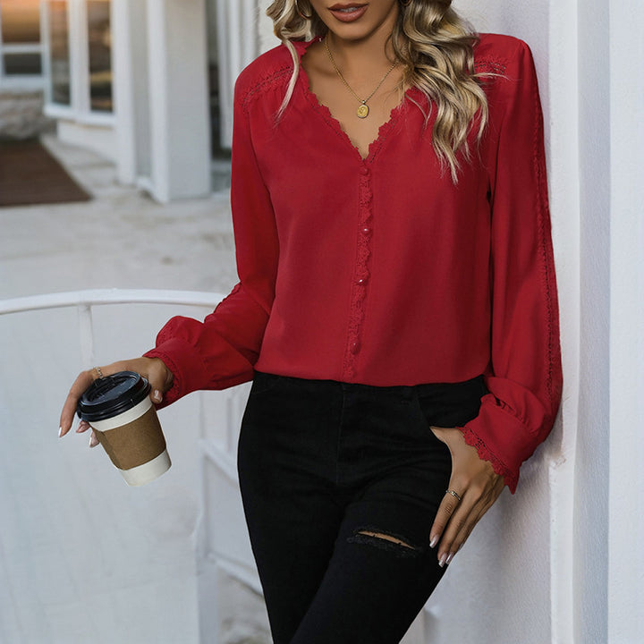 Ladies Elegant Blouse with Ruffle Details Mune Fashion