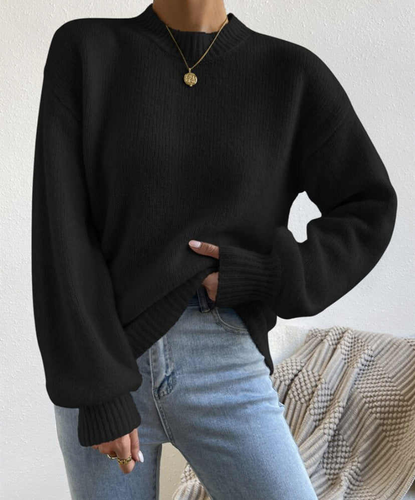 Women’s Oversized Fine Knit Sweater with Suggested Mohair Effect and Extended Ribbed Cuffs Mune Fashion