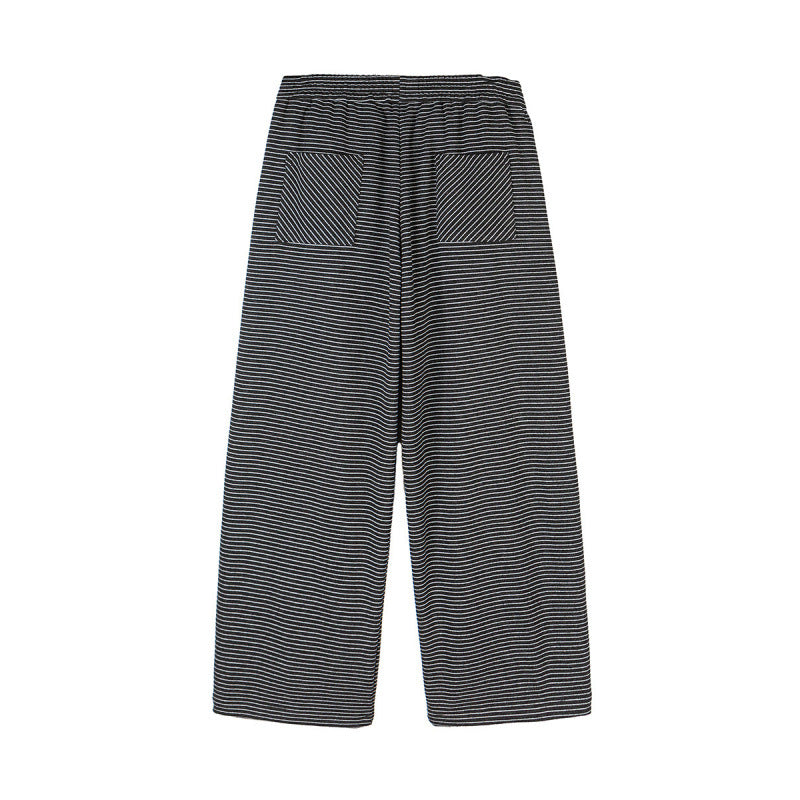 Women's culotte pants with wide leg, high waistband, and fine stripe pattern Mune Fashion