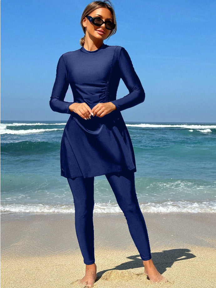 Women's Sporty Beach Outfit with Bodycon Dress and Long Leggings Mune Fashion