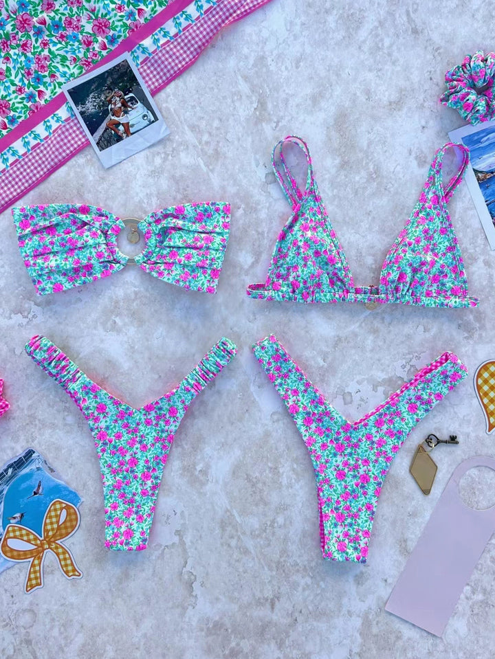 Women's bikini set with trendy ruffle design and floral pattern Mune Fashion