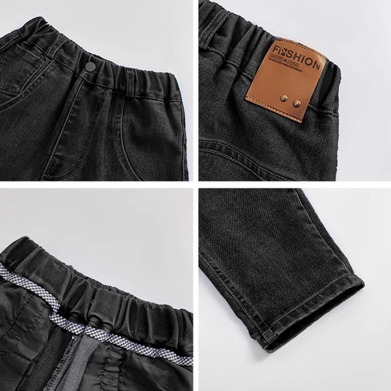 Unisex Comfortable Denim Pants with Elastic Waistband Mune Fashion