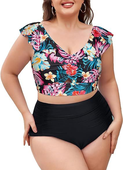 Ladies High-Waisted Swimwear Set with Ruffle Details Mune Fashion