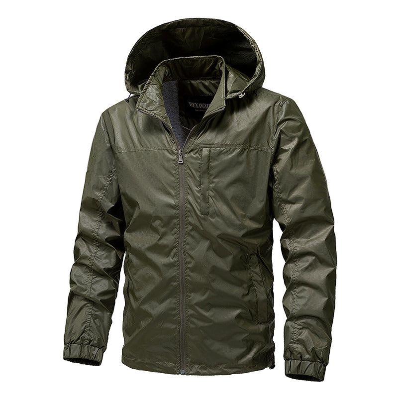 Men's lightweight water-repellent compact packable windbreaker with hood Mune Fashion