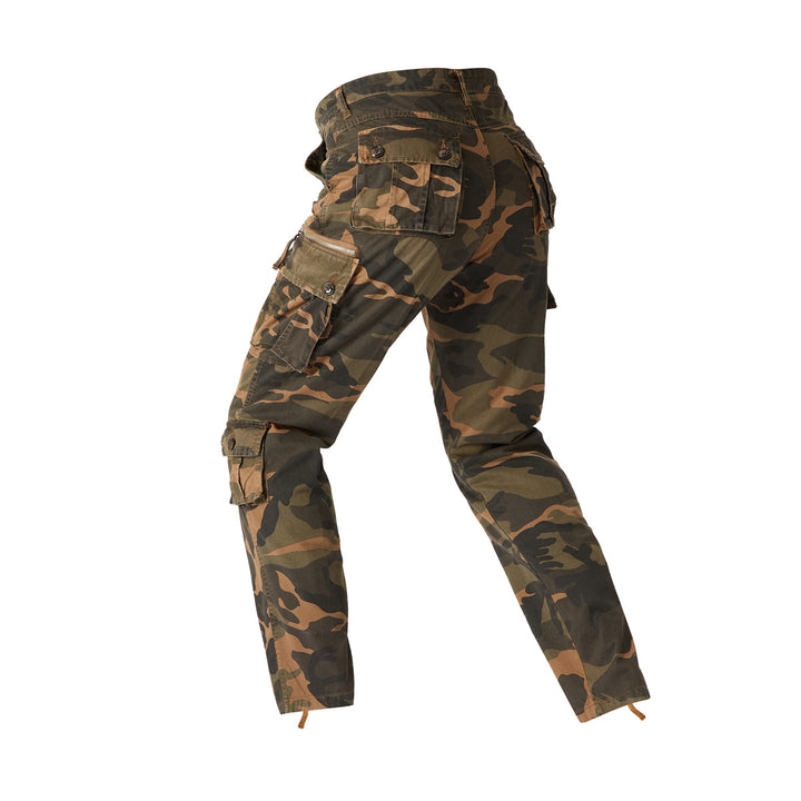 Men's cargo pants in camouflage military style with multiple pockets and adjustable ankle straps Mune Fashion