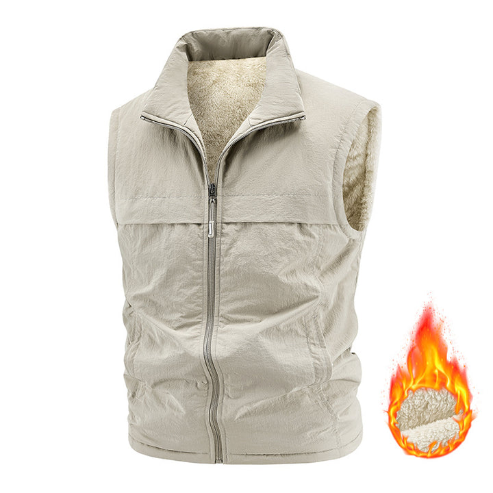 Men's thermo quilted vest with Sherpa lining, high collar and zipper Mune Fashion
