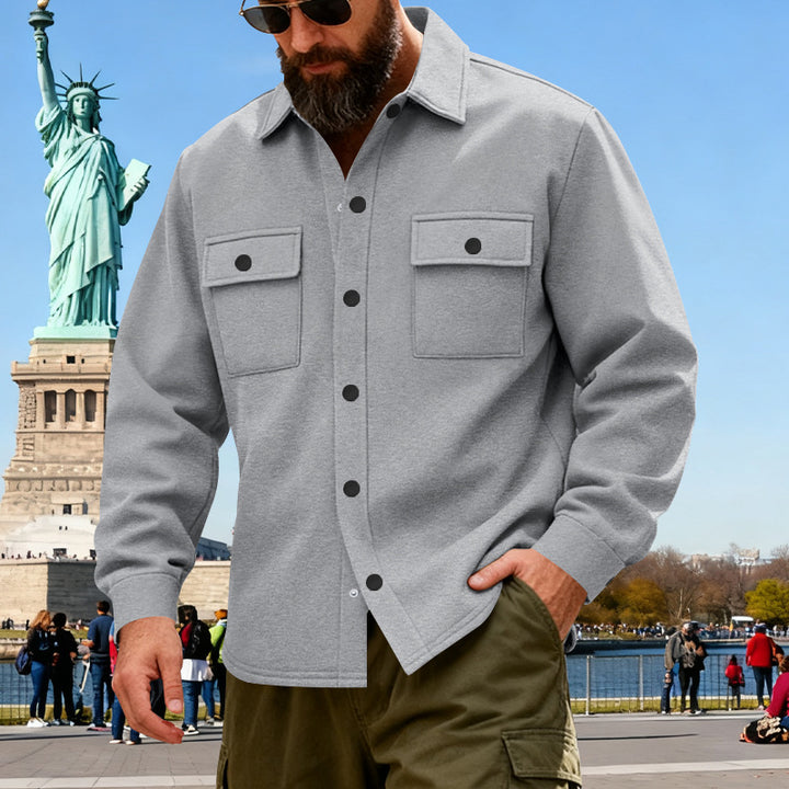 Men's casual shirt jacket made of cotton blend with applied chest pockets Mune Fashion