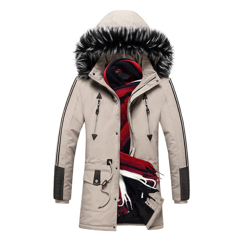 Men's longer winter parka with synthetic fur hood, padded thermal insulation and multifunctional pockets Mune Fashion