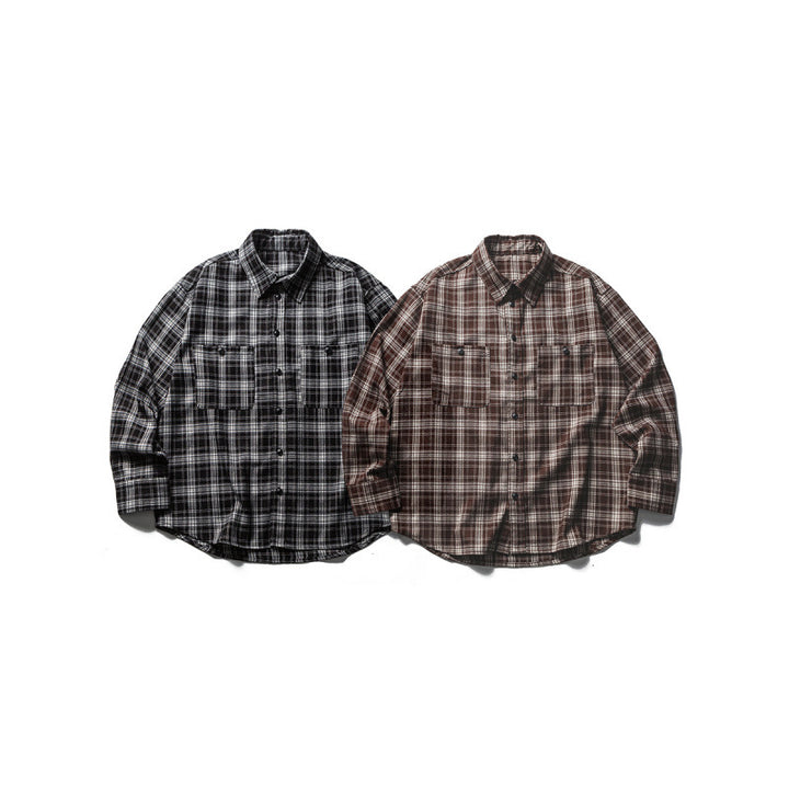 Men's Boxy Check Work Shirt made of soft flannel with double breast pockets Mune Fashion