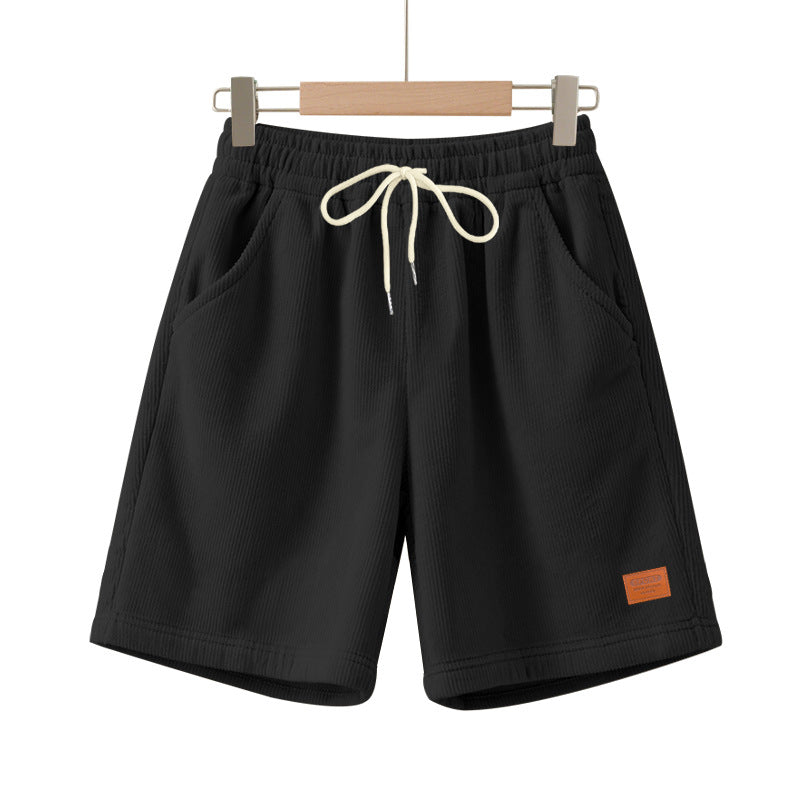 Men's casual Bermuda shorts made of finely structured cotton blend with elastic waistband and drawstring Mune Fashion