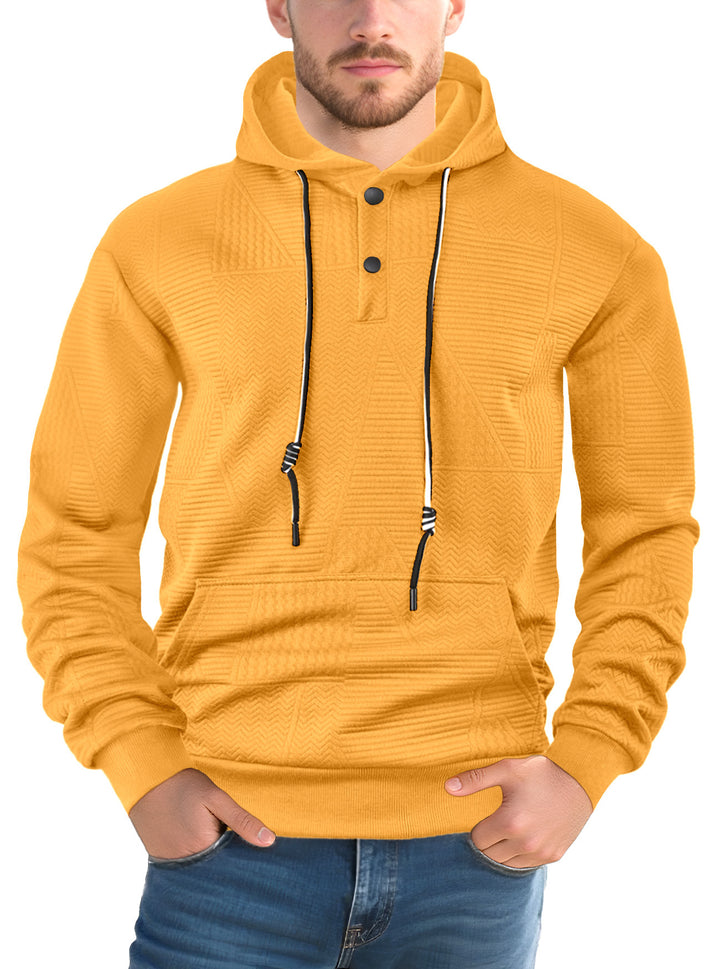 Men's structured hoodie with snap button placket and kangaroo pocket Mune Fashion