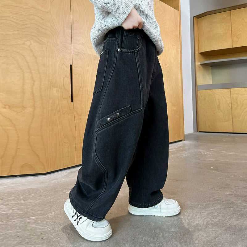 Ladies wide Utility Jeans with trendy pockets Mune Fashion