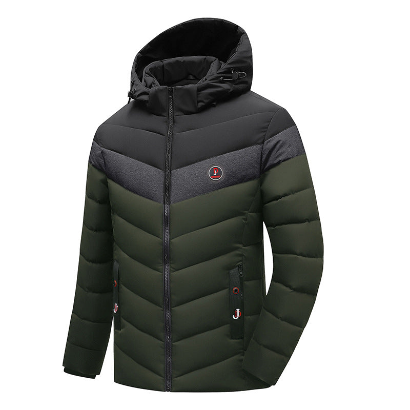 Men's padded jacket with hood, chevron quilting and weatherproof thermal insulation Mune Fashion