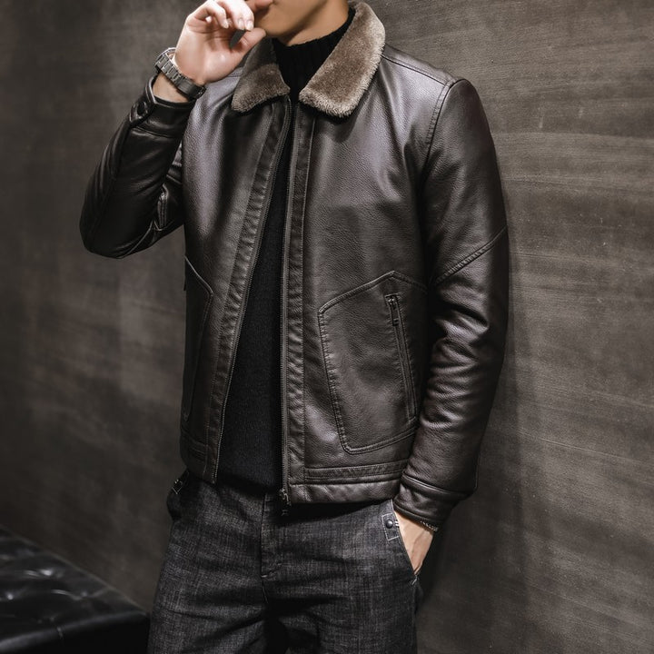 Men's Classic Leather Jacket with Lining Mune Fashion