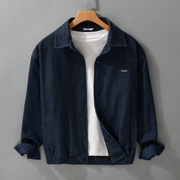 Men's denim jacket with snap buttons and elastic hem Mune Fashion