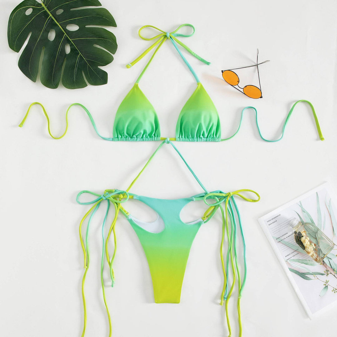 Women's triangle bikini with stylish ties and unique gradient Mune Fashion