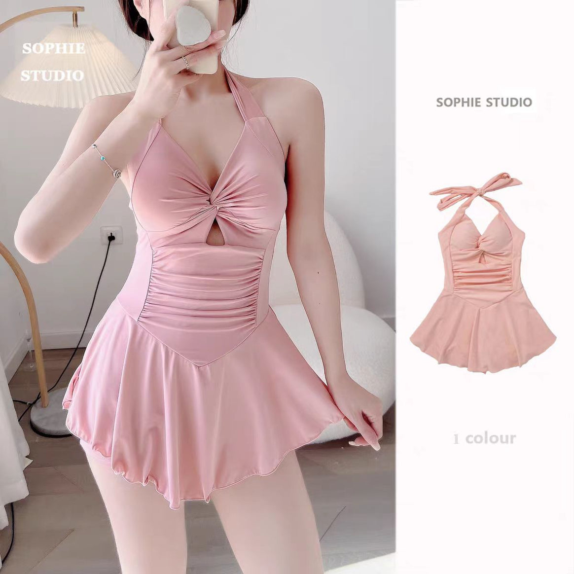 Women's One-Piece Swimsuit with Stylish Wrap Design and Tasteful Cut-Out Mune Fashion