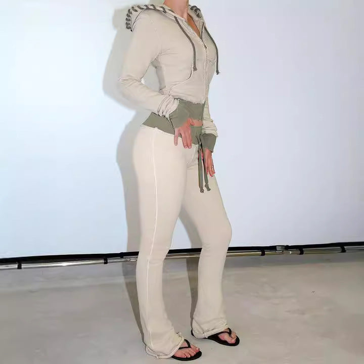 Women's tailored jersey flared lounge pants with drawstring, high comfort waistband, and side slip pockets Mune Fashion