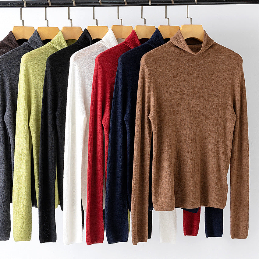 Women's textured knit turtleneck sweater with a light crinkle effect Mune Fashion