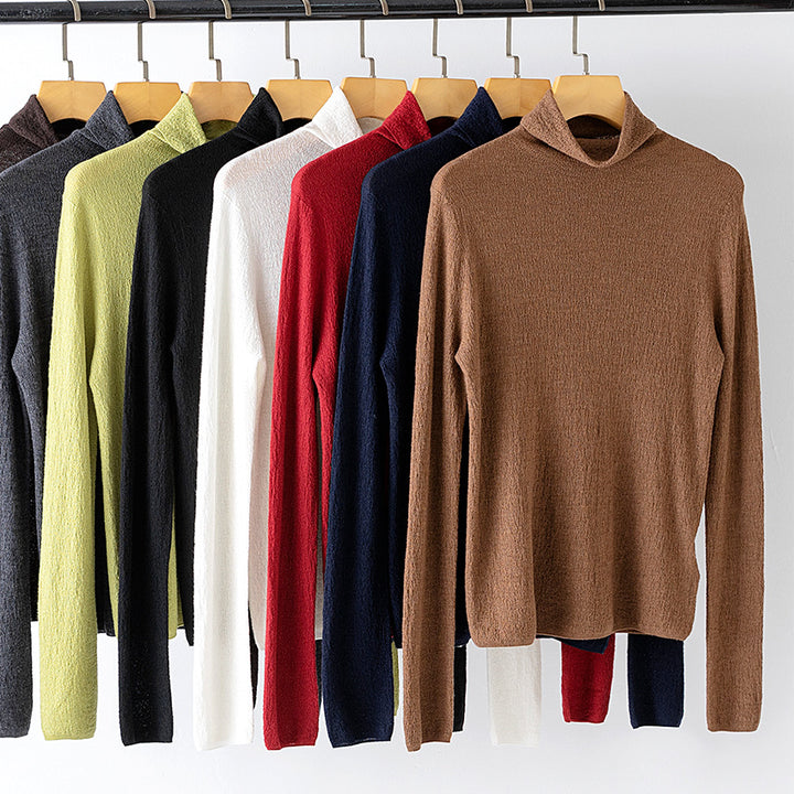 Women's textured knit turtleneck sweater with a light crinkle effect Mune Fashion