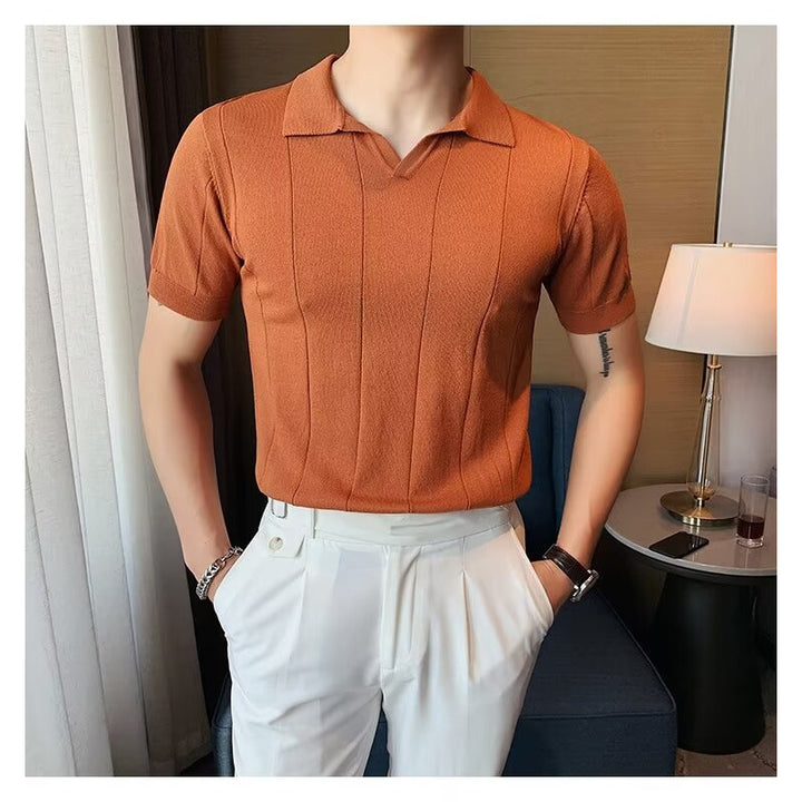 Men's Short Sleeve Polo Shirt with Textured Design Mune Fashion