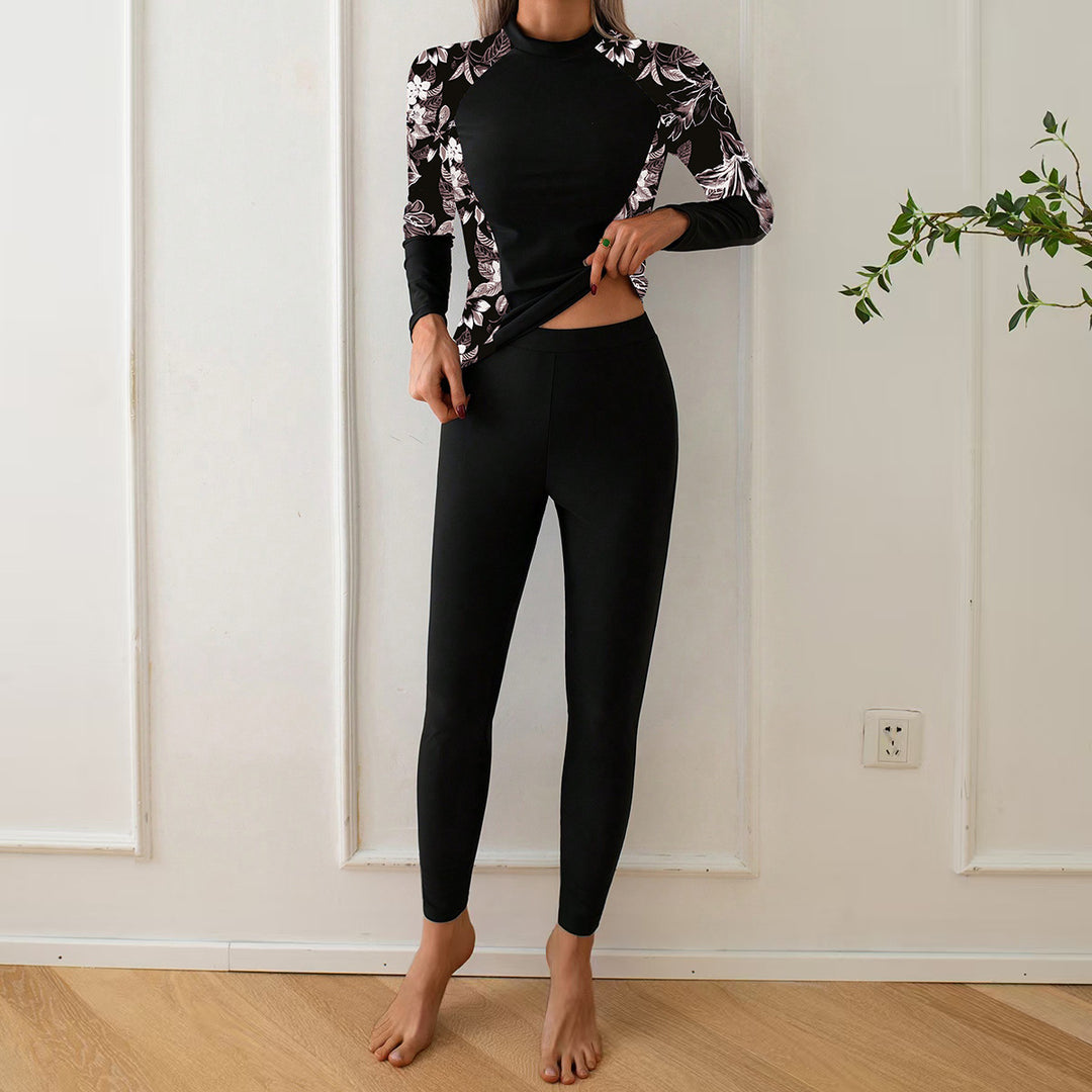 Women's Long Sleeve Rashguard with Floral Design Mune Fashion