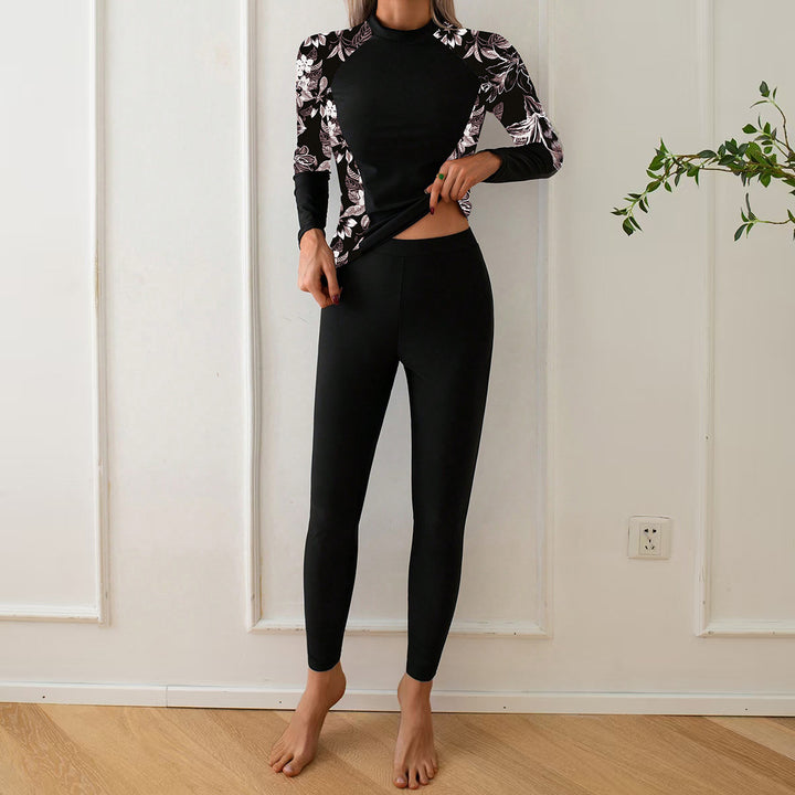 Women's Long Sleeve Rashguard with Floral Design Mune Fashion