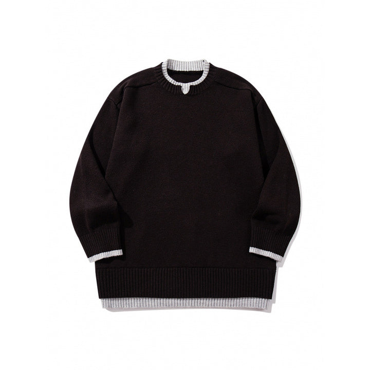 Unisex Relaxed-Fit Fine Knit Sweater with Contrast Cuffs and Extended Ribbed Hem Mune Fashion