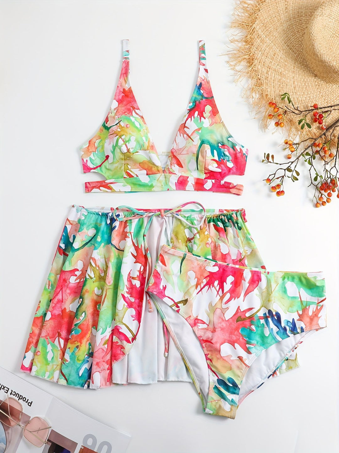 Women's bikini set with flowing skirt and playful print Mune Fashion