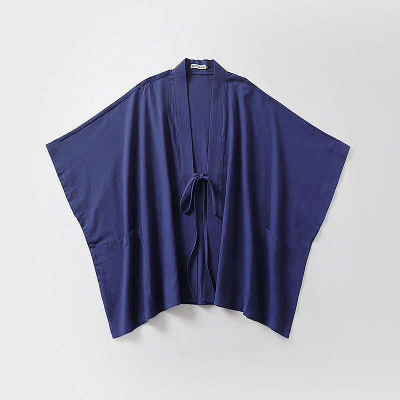 Women Oversize Kimono Cardigan with Tie Belt and Side Pockets Mune Fashion