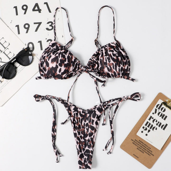 Women's Deep V-neck Triangle Bikini with Playful Ties Mune Fashion