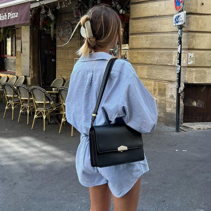 Ladies tailored shirt romper with long sleeves, concealed placket and figure-shaping waist Mune Fashion