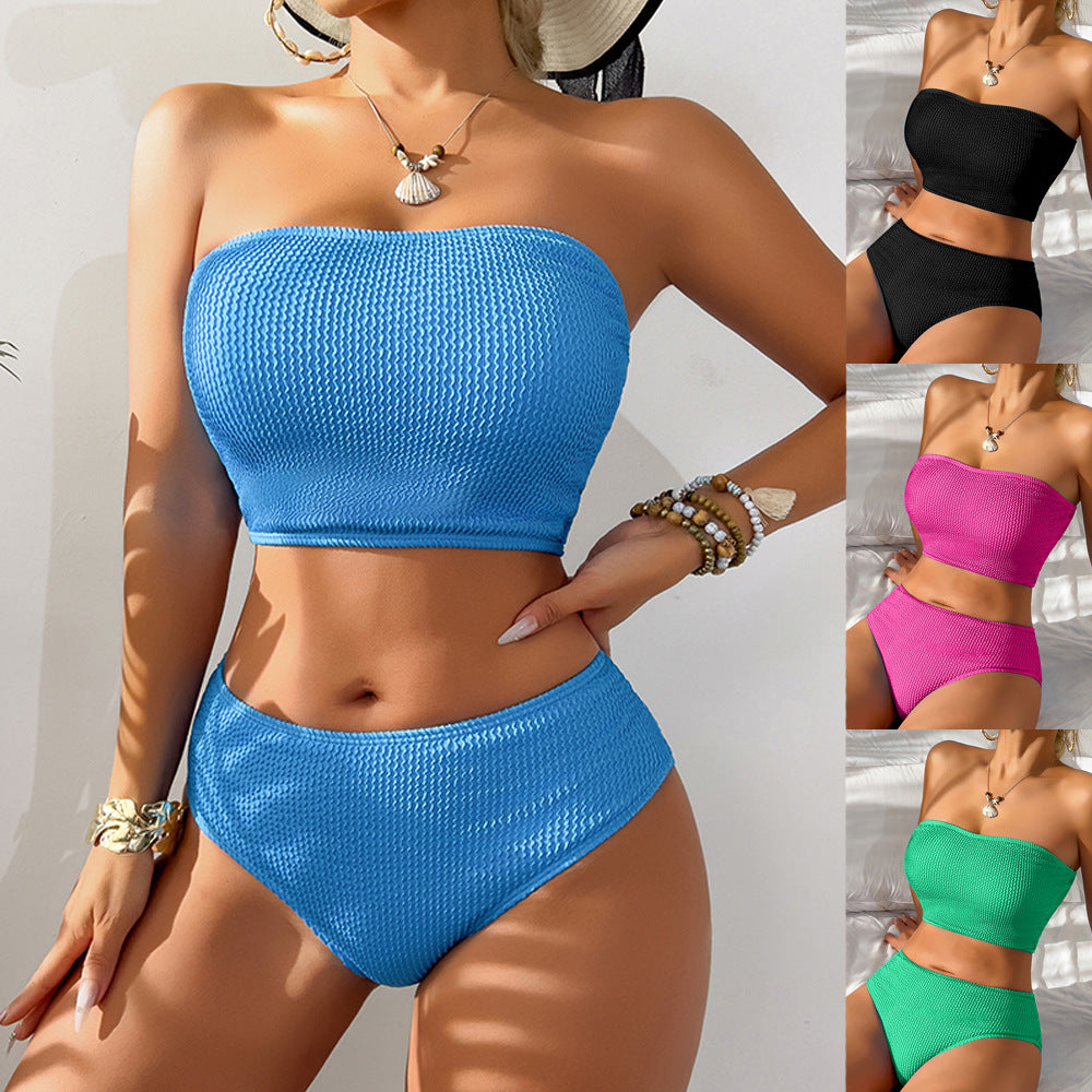 Women's Bandeau Bikini with Textured Design Mune Fashion