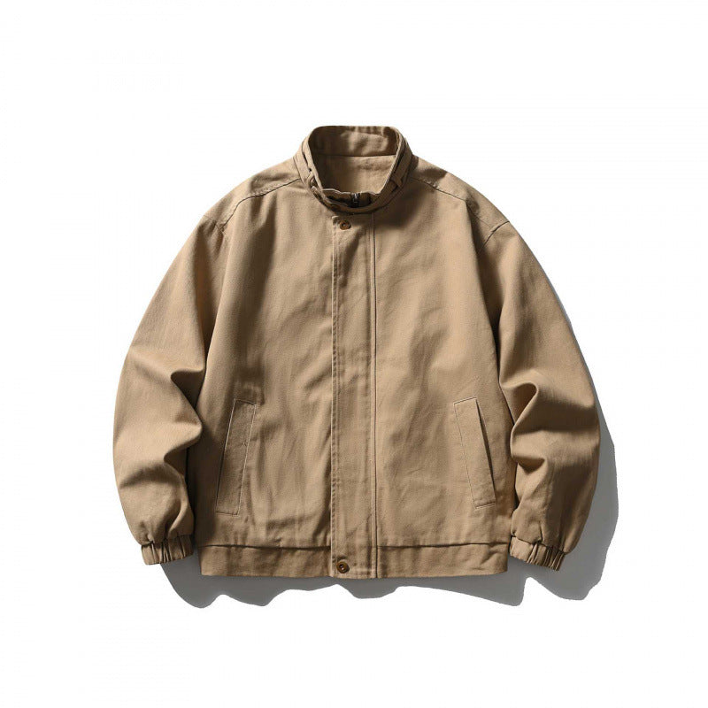 Men's short blazer in a minimalist worker look made of heavy canvas with stand-up collar Mune Fashion