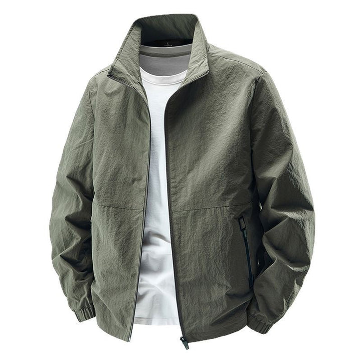 Men's lightweight wind and water-repellent casual jacket with stand-up collar and zippered pockets Mune Fashion