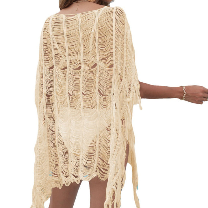 Women's elegant transparent beach throw with fringes Mune Fashion