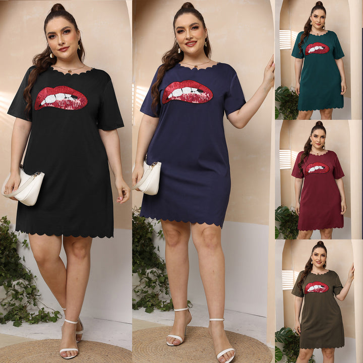 Women's casual leisure dress with playful lip motif Mune Fashion