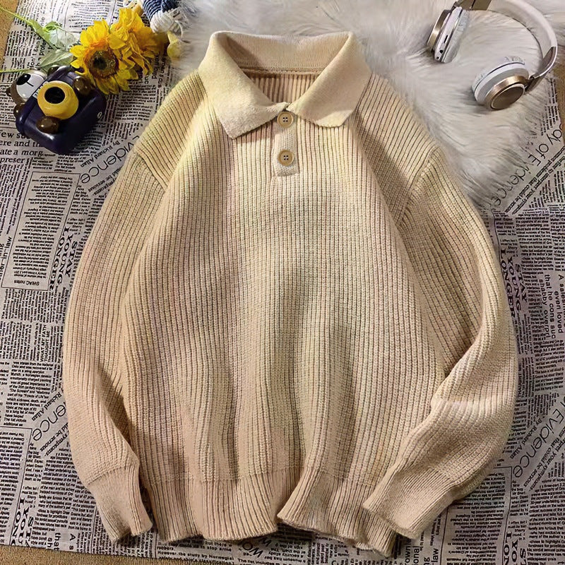 Women’s fine knit polo sweater with ribbed texture and two-button placket Mune Fashion