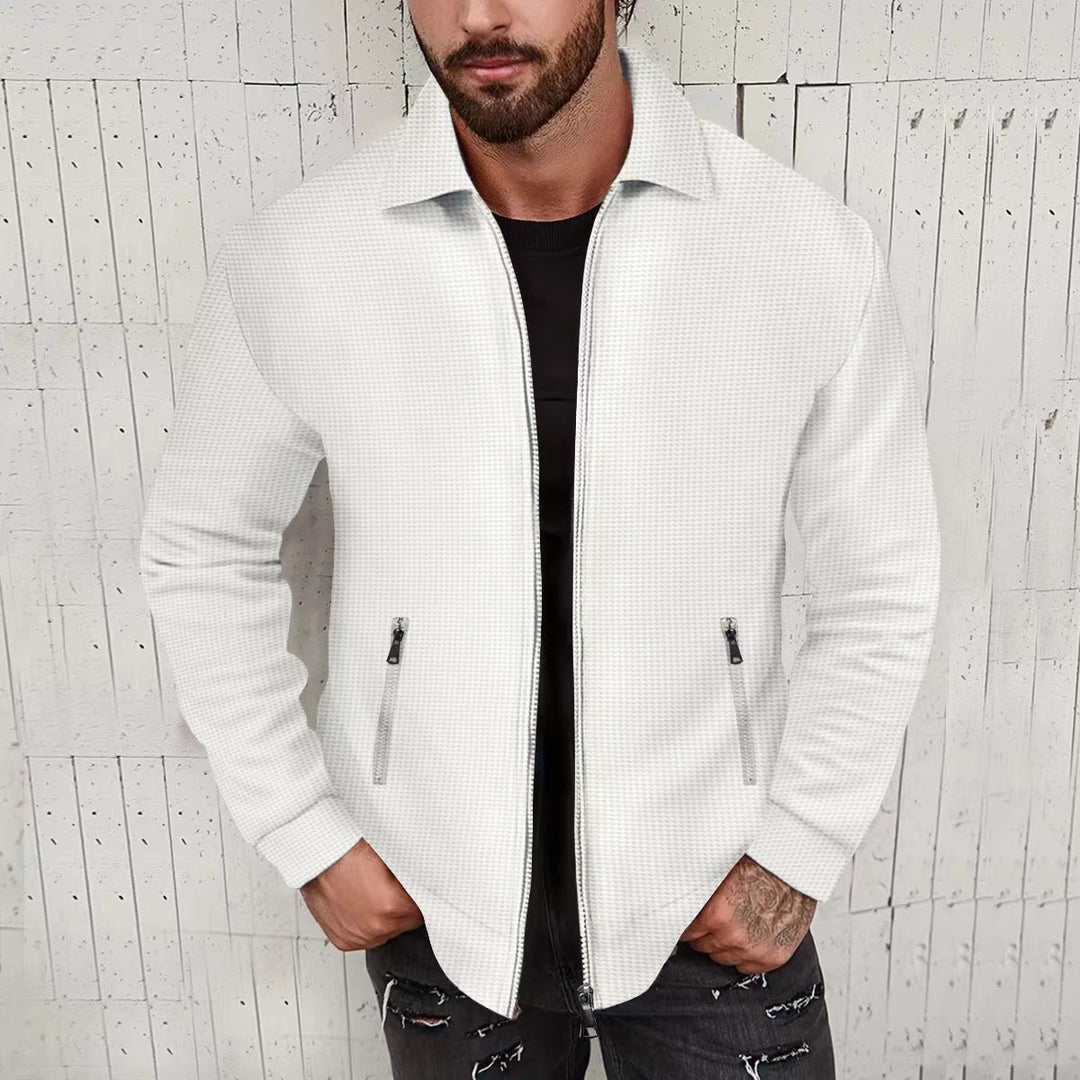 Men's Light Structured Zip Transitional Jacket with Kent Collar and Zip Pockets Mune Fashion