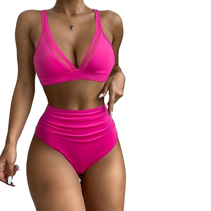 Women’s Sporty Bikini Set with Crossed Straps and High Cut Mune Fashion