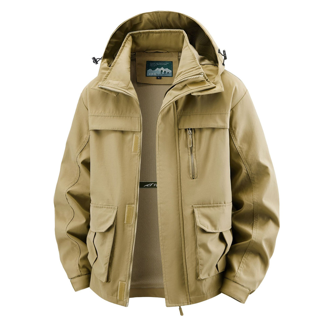 Men's Field Utility Outdoor Jacket with Hood, Multi-Pockets and Mesh Lining Mune Fashion