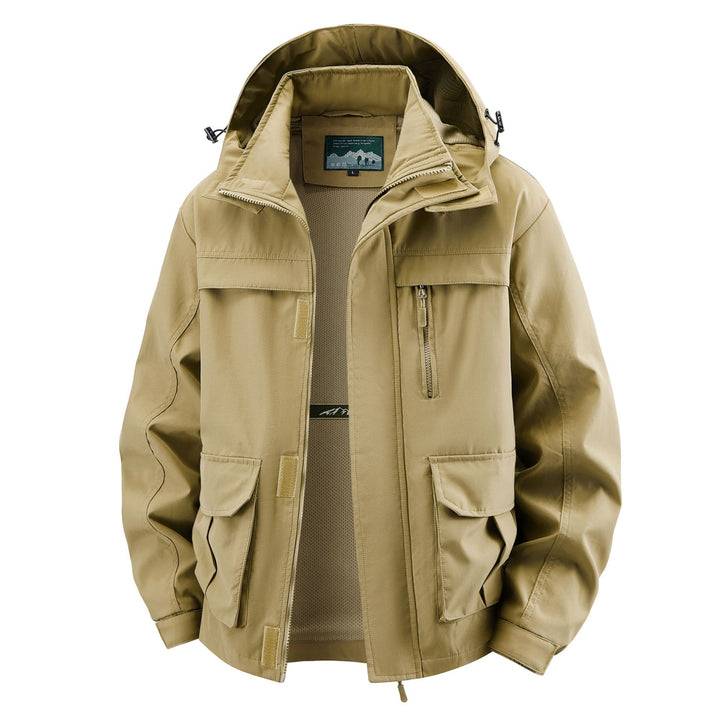 Men's Field Utility Outdoor Jacket with Hood, Multi-Pockets and Mesh Lining Mune Fashion
