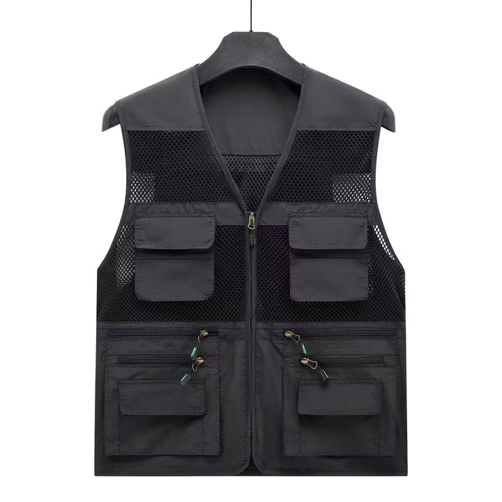 Men's Breathable Fishing and Photography Vest with Mesh Panels, Multi-Pockets and Two-Way Zipper Mune Fashion